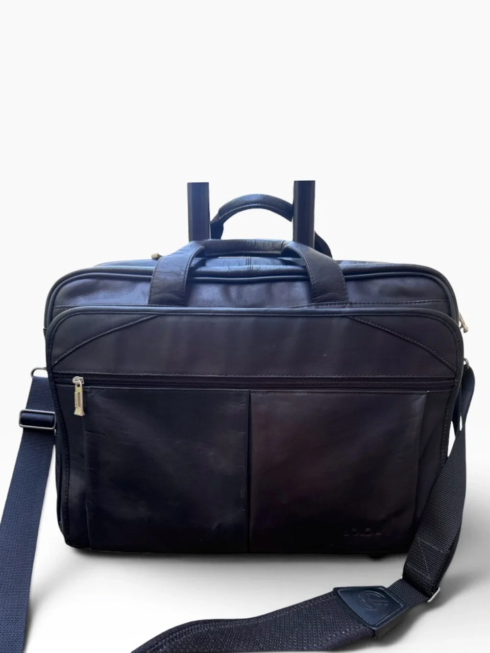 Solo Classic Collection Walker Leather Rolling Laptop Travel Wheeled Briefcase